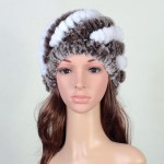 Handmade Russian Women's Real Rabbit Fur Skullies Beanies Hats Female Winter Warm Fox Fur Caps Fashion Headgear  VK3083