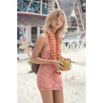 Handmade crochet beach dress ladies sleeveless backless 2017 sexy hot lace summer dresses women casual knitted halter dresses