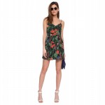 Haoduoyi 2017 New Tropical Plants Print Dresses Women Backless Cross Spaghetti Strap Sexy V-Neck Casual Beach Boho Summer Dress