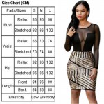 Happy Sailed 2017 Women Autumn Clothing Gold Sequin Black Mesh Patchwork Party Club Wear Lady Mini Bodycon Slim Dresses 22804