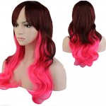 Harajuku Anime Party Cosplay Wig Ombre Blue Pink Purple Long Curly Wavy Synthetic Heat Resistant Full Hair Wigs Halloween