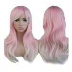 Harajuku Anime Party Cosplay Wig Ombre Blue Pink Purple Long Curly Wavy Synthetic Heat Resistant Full Hair Wigs Halloween