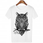 Harajuku Fashion Tee Shirt Femme Small Fox And Owl Print 2016 Summer Style Animal T Shirt Women Tshirt Women Tops Short Sleeve