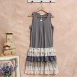 Harajuku Mori Gir Style Multi-Layer Lace Layered Lolita Tank Dress Forest Girl Loose Casual Sleeveless Knee Length Dresses 16616