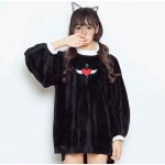 Harajuku Velvet Dress For Women Japanese Fashion Dark Black Angel Cross Heart Embroidery Lolita Female Pullover Vestidos 2017