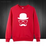 Hat Glasses Mustache Printed Men's Sweatshirts Men Pullover 2016 Autumn Winter Puls Size Cotton Hoodies Free Shipping