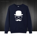 Hat Glasses Mustache Printed Men's Sweatshirts Men Pullover 2016 Autumn Winter Puls Size Cotton Hoodies Free Shipping