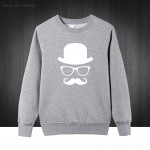 Hat Glasses Mustache Printed Men's Sweatshirts Men Pullover 2016 Autumn Winter Puls Size Cotton Hoodies Free Shipping