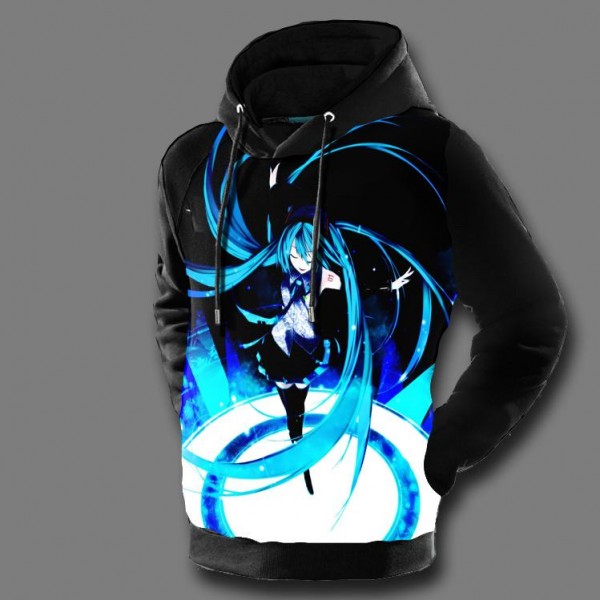 Hatsune Miku Hoodies 3D Print Vocaloid Mens Hooded Sweatshirt Fleece 2017 New Fashion Free Shipping