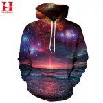 Headbook Space Galaxy Sweatshirt With Cap Men/women Hooded Hoodies 3d Print Seaside Sun Rising Autumn Thin Hoody