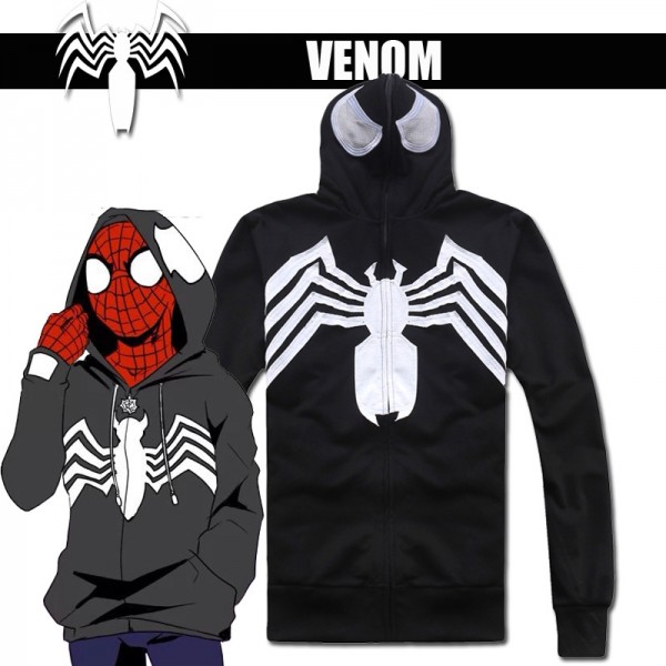 Hero Catcher  Cotton Venom Hoodie Black Spiderman Hoodie Venom Jacket Black Spiderman Jacket With Hood