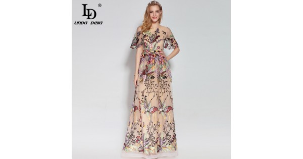 High Quality 2017 Fashion Designer Runway Maxi Dress Womens Short