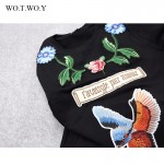 High Quality Autumn Thick T Shirt Dress Women Flower Animal Embroidery Cotton Casual Dresses Loose Half Sleeve T shirt Dress 096