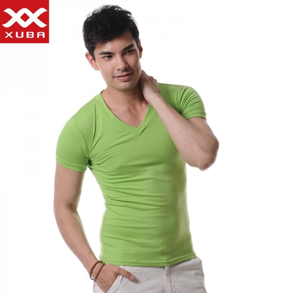 High Quality Cotton T-Shirt Men Brand XUBA T Shirts Men Sexy V Neck Mens T Shirts Simple Plain Colors Tee Tops White T Shirt