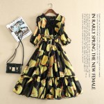 High Quality Newest Runway 2017 Spring Summer Dress Women V Neck Half Sleeve Elegant Print Female Vestidos 