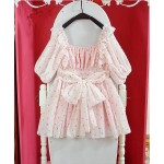 High quality pink one piece dress summer girls soft sister sweet lolita lace dot one-piece dresses dobby fashion cute kawaii OP