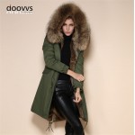 High quality rabbit fur lined army green, black, dark blue coats Mr Mrs fur hood long jacket faux grass hare fur lining parka