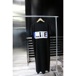 Hit Color Letter Fight Skin Split Zipper Long Dress Women's Fashion Harajuku Cotton Robes Dress Casual Women