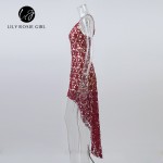 Hollow Out Sexy Wine Red Women Dress Off Shoulder Strap Lace Maxi Long Beach Party Dresses V Neck Autumn Winter Evening Vestidos