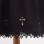 Holy Girls Black Lolita Dress Long Sleeve Cross Embroidery Detachable Lace Collar Costume