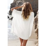 Hot 2017 Fashion Women Beach Dress Crochet V-Neck Sexy Beachwear Cotton Ladies Summer Dress Loose Sexy Hollow Sundress Female