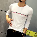 Hot Sale 2017 Autumn Men's T Shirt Fashion Striped Long Sleeve T Shirt Mens Clothing O Neck Casual Slim Fit Top Tee Shirt 5XL