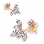 Hot Sale Crystal Double Sided Leaf Earring Fashion Ear Jacket Ear Clips Stud Earrings for Women Bijoux Jewelry Brincos Mujer