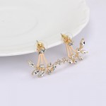 Hot Sale Crystal Double Sided Leaf Earring Fashion Ear Jacket Ear Clips Stud Earrings for Women Bijoux Jewelry Brincos Mujer