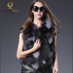 Hot Sale Real Fox Fur Vest Luxury Brand Women Outwear Coat Jacket Natural Silver Fur Vest Waistcoat Genuine Spell Fox Fur Gilet