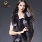 Hot Sale Real Fox Fur Vest Luxury Brand Women Outwear Coat Jacket Natural Silver Fur Vest Waistcoat Genuine Spell Fox Fur Gilet