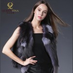 Hot Sale Real Fox Fur Vest Luxury Brand Women Outwear Coat Jacket Natural Silver Fur Vest Waistcoat Genuine Spell Fox Fur Gilet