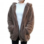 Hot Sale Women Hoodies Zipper Girl  Winter Loose Fluffy Bear Ear Hoodie Hooded Jacket Warm Outerwear Coat cute sweatshirt H1301