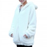 Hot Sale Women Hoodies Zipper Girl  Winter Loose Fluffy Bear Ear Hoodie Hooded Jacket Warm Outerwear Coat cute sweatshirt H1301