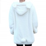 Hot Sale Women Hoodies Zipper Girl  Winter Loose Fluffy Bear Ear Hoodie Hooded Jacket Warm Outerwear Coat cute sweatshirt H1301