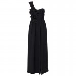 Hot Selling Women One-shoulder Floor Length Sexy Front Slit Black Chiffon Long Maxi Dresses Plus Size Vestido