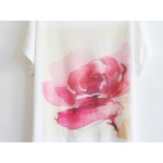 Hot sale!!! 2017 Fashion Good Quality Cotton T Shirt Women Tops Floral Patterns T-shirts tee shirts for women TS-049