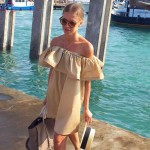 Hot sale Fashion women Summer strapless Sexy Slash Ruffled  Strapless Backless the beach style big size Solid color dress