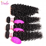 Human Hair Weave With Closure Water Wave With Closure Brazilian Hair Weave Bundle Water Wave Virgin Hair 3 Bundles With Closure 