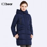 ICEbear 2016 100% Polyester Soft Fabric Bio Down Five Colors Hooded Coat Woman Clothes Winter Jacket With Pockets 16G6155