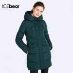 ICEbear 2016 100% Polyester Soft Fabric Bio Down Five Colors Hooded Coat Woman Clothes Winter Jacket With Pockets 16G6155