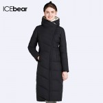 ICEbear 2016 Long Soft Gentle Wool Hooded Solid Winter Jacket Coat For Women Belt Women's Brand Parka 16G661D