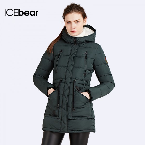 ICEbear 2016 Many Colors Cotton Warm Wool Hat New Hot Sale Fashion Winter Slim Outwear Padded Jackets Parka Women coat 16G6229P