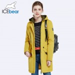 ICEbear 2016 New Brand Clothing Women Spring Autumn Parka Womens Long Thin Jacket With Hat Detachable  Warm Coat 16G262D