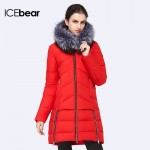 ICEbear 2016 New Women Winter Large Silver  Fox Fur Collar Hooded Woman  Parka Womens Coats Thick Jacket Four Colors 16G6105D