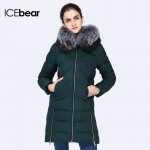 ICEbear 2016 New Women Winter Large Silver  Fox Fur Collar Hooded Woman  Parka Womens Coats Thick Jacket Four Colors 16G6105D