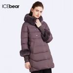 ICEbear 2016 Rabbit Fur Collar Detachable Natural Color Winter Long Jacket Neat Line Design Women's Coat And Parka  16G639