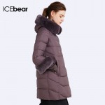 ICEbear 2016 Rabbit Fur Collar Detachable Natural Color Winter Long Jacket Neat Line Design Women's Coat And Parka  16G639