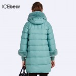 ICEbear 2016 Rabbit Fur Collar Detachable Natural Color Winter Long Jacket Neat Line Design Women's Coat And Parka  16G639