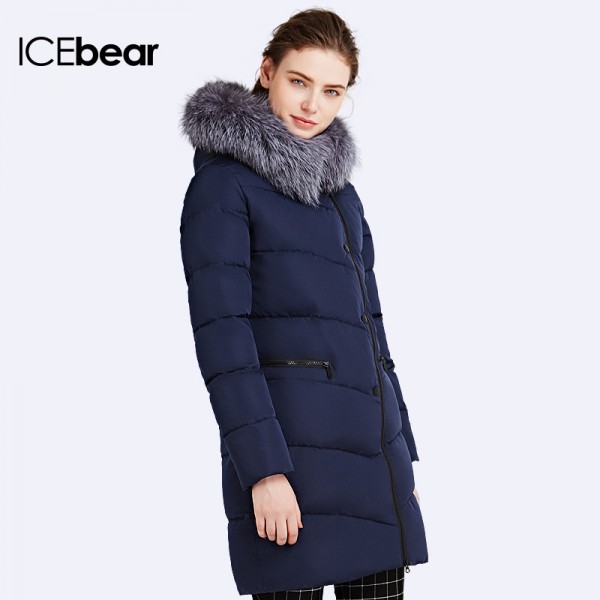 ICEbear 2016 Winter Fashion Removable Collar With Real Silver Fur Thickening Parka Women's  Jacket For Women Coat  16G6187