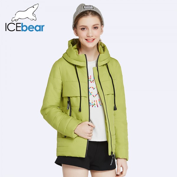 ICEbear 2017 New Arrival Spring Autumn Women Parka Casual  Fashion Thin Cotton Short Jacket Coat Women 17G2103D